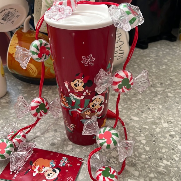 Disney Other - Disneyland peppermint glow necklace, Disney ceramic coffee tumbler. Disney parks